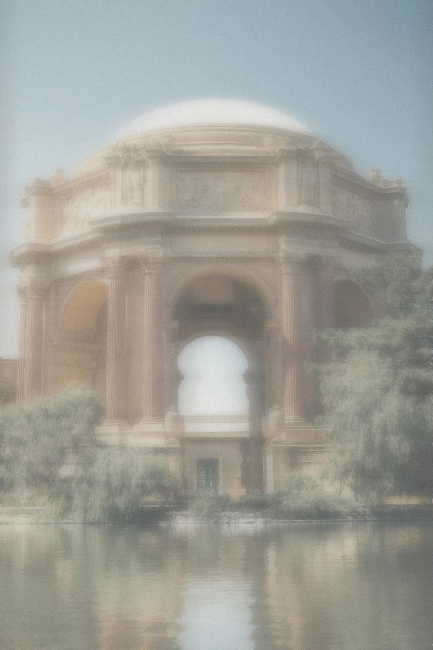 Dreamy Palace of Fine Arts in San Francisco fog